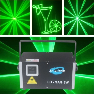 Free Shipping ILDA+DMX512 3W Green Color Laser Disco Lighting